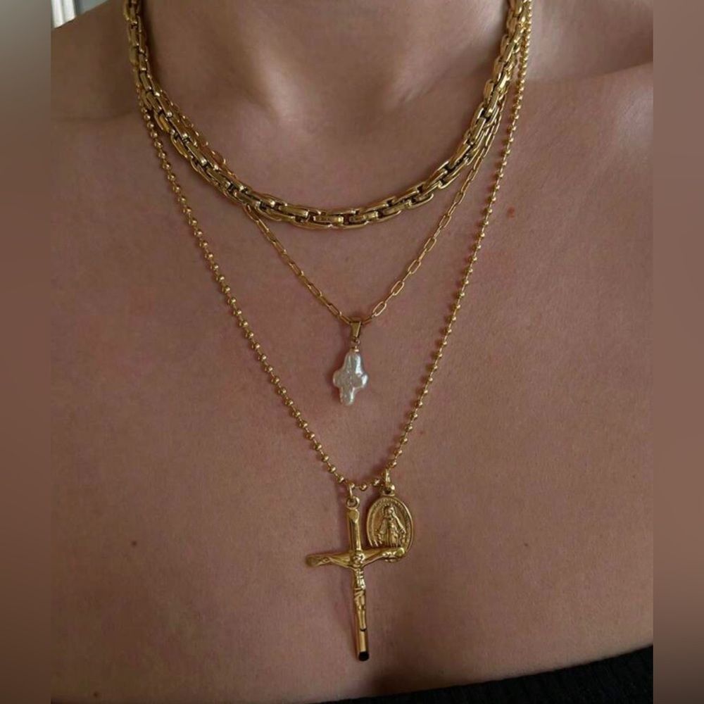 Italian vintage cross necklace #1292